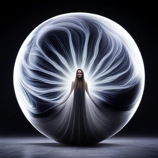 Ethereal Ghostly Figure in Glass Sphere