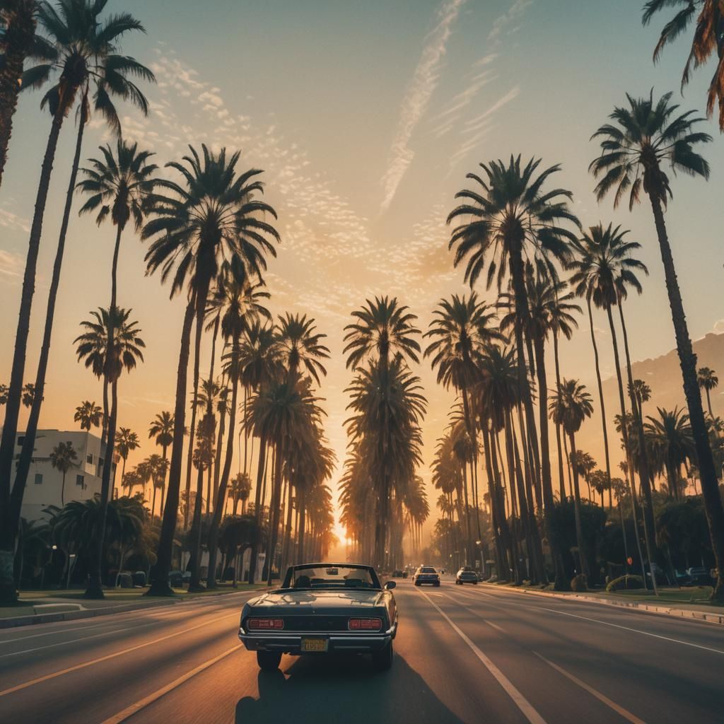 Dreamy Double Exposure: Sunset Over Los Angeles