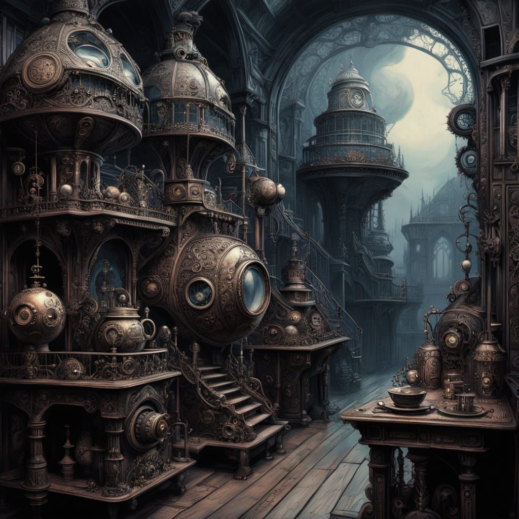 Steampunk Gentleman in Whimsical Clockwork Realm