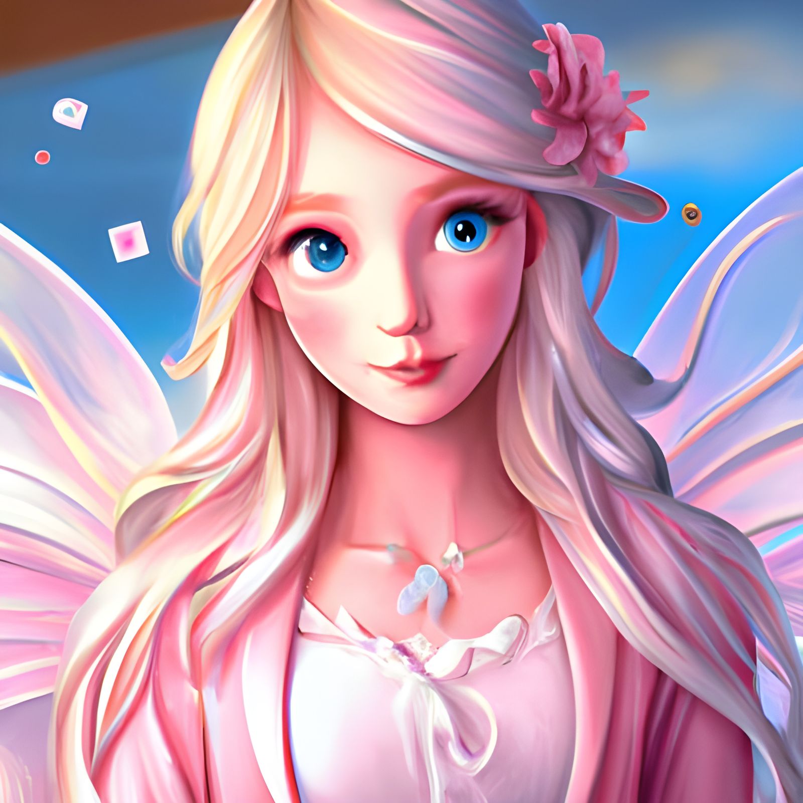 Beautiful Anime Fairy with Pink Dress and Wings