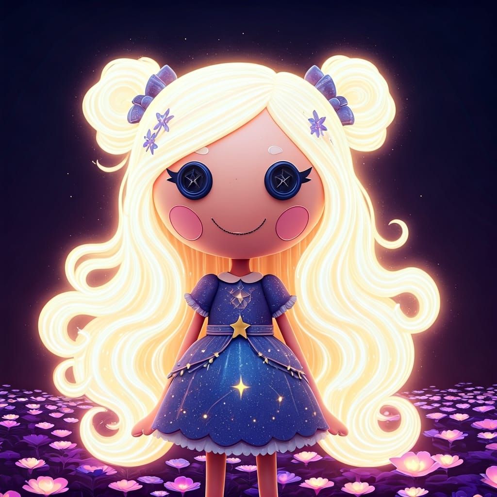 Lalaloopsy Character with Bioluminescent Hair, 3D Art