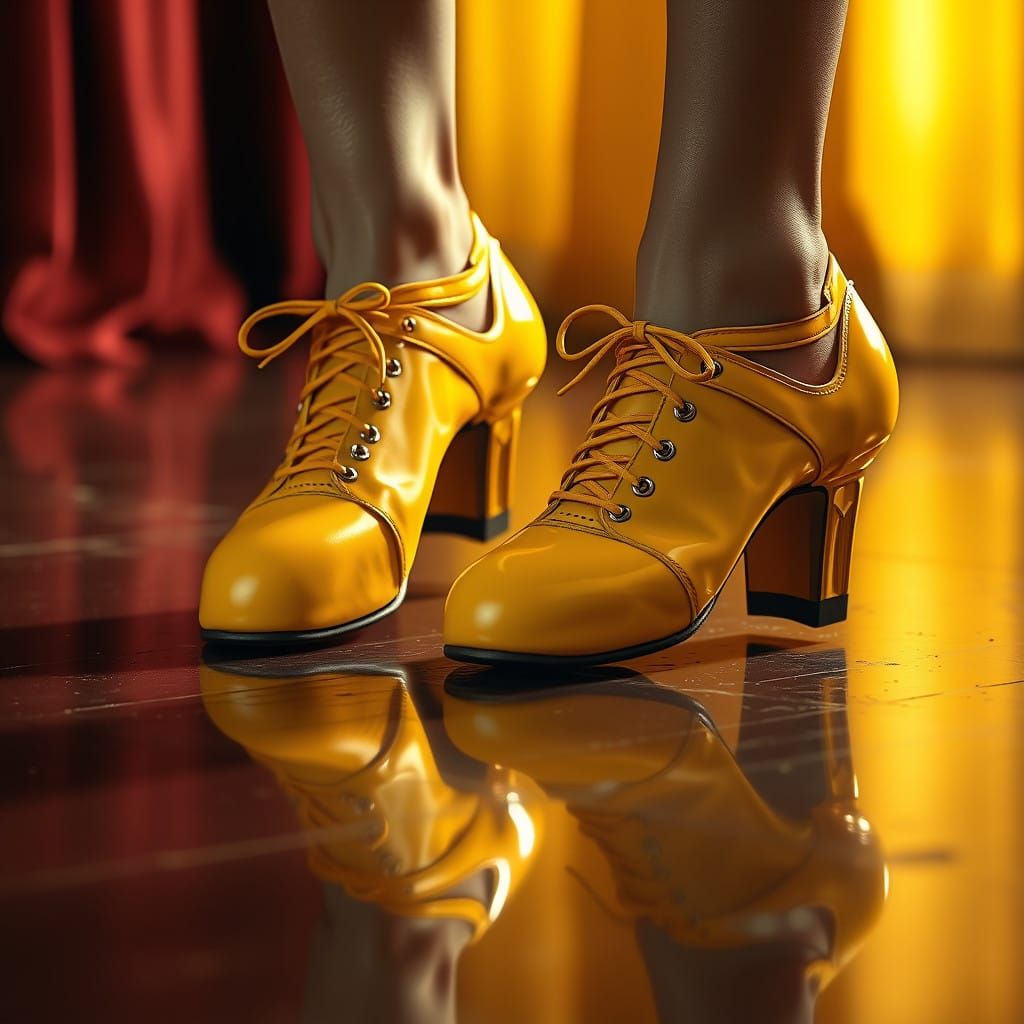 Vibrant Tap Dance Shoes Shine on a Polished Stage
