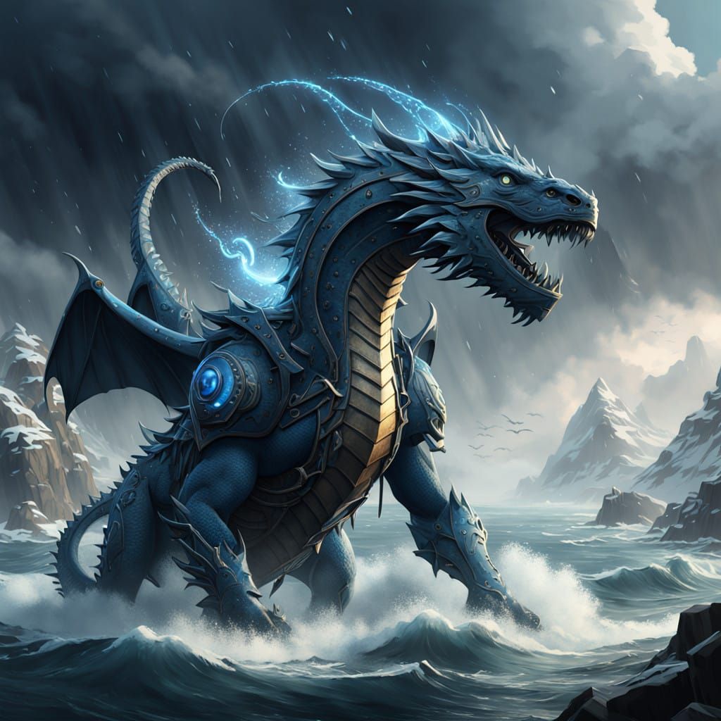 Sapphire Dragon Conquers the Stormy Seas