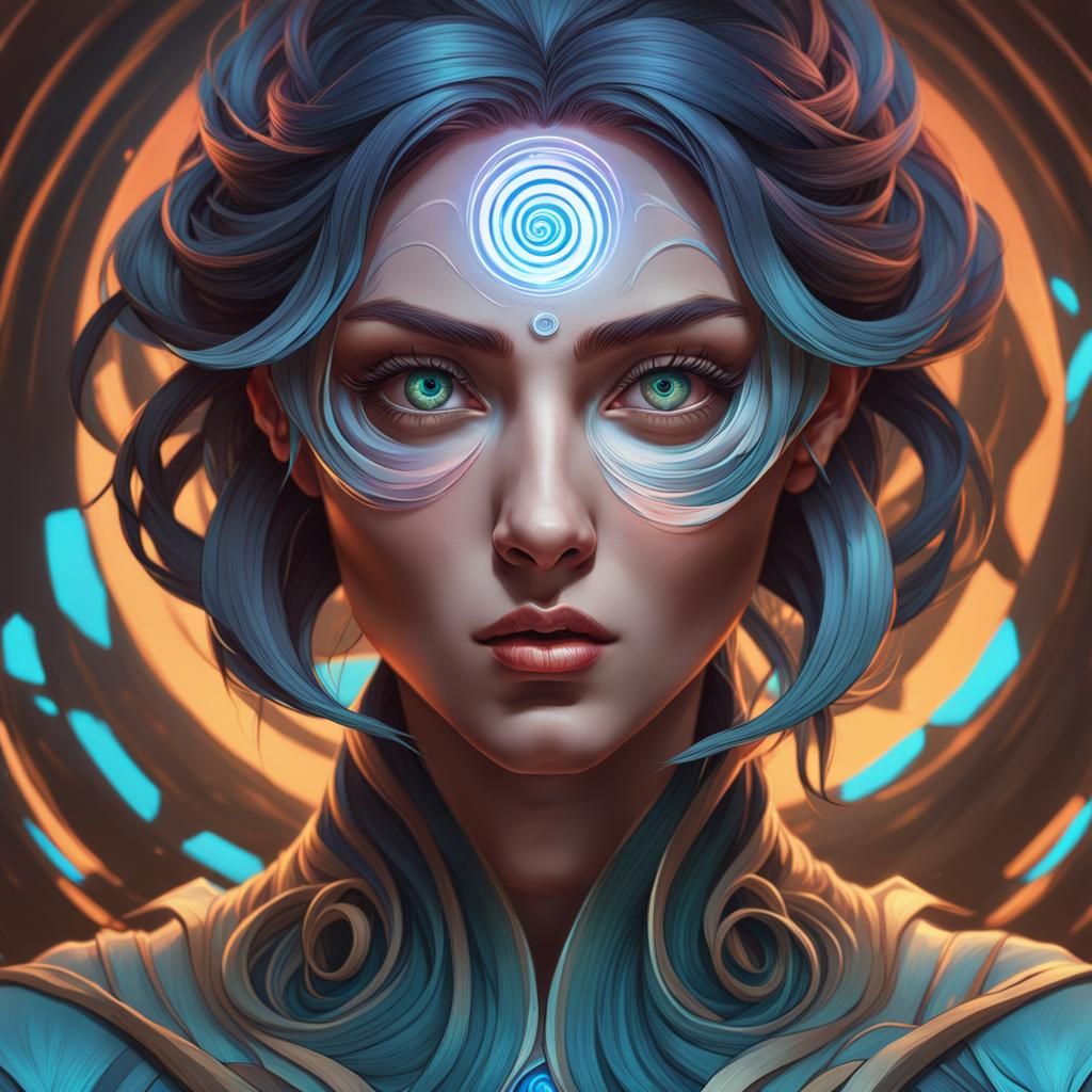 Hypnotic Girl Portrait in Art Nouveau Style