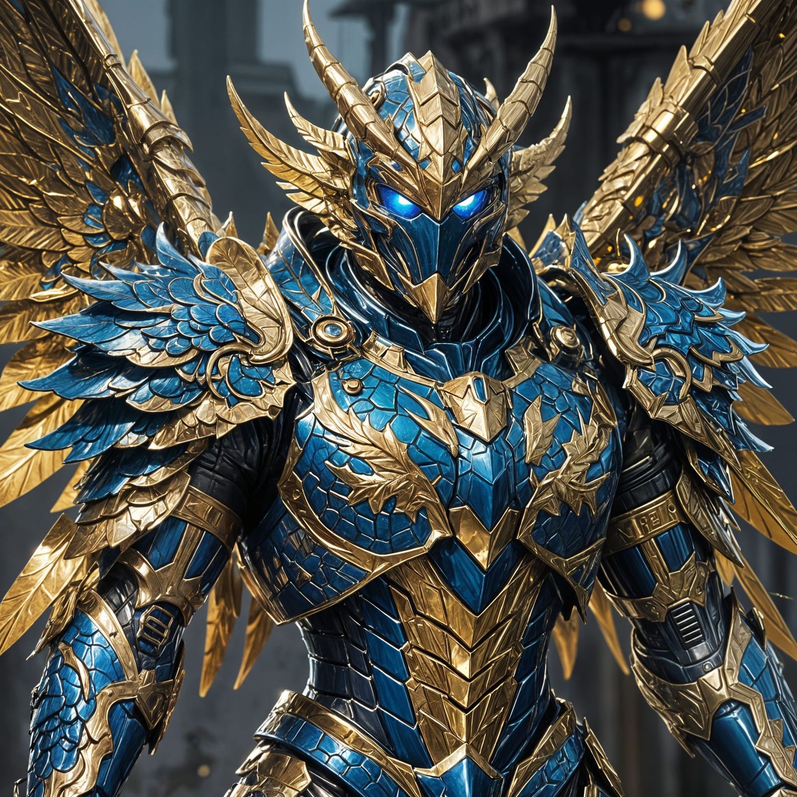 Blue and Gold Dragon Knight Concept Art