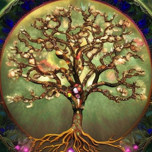 Gemstone Tree of Life: Digital Matte Painting