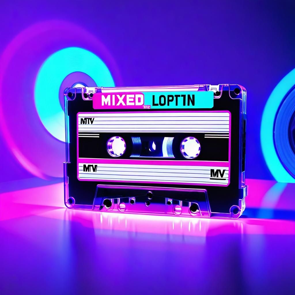 Vaporwave Cassette Tape with Retro MTV Logo