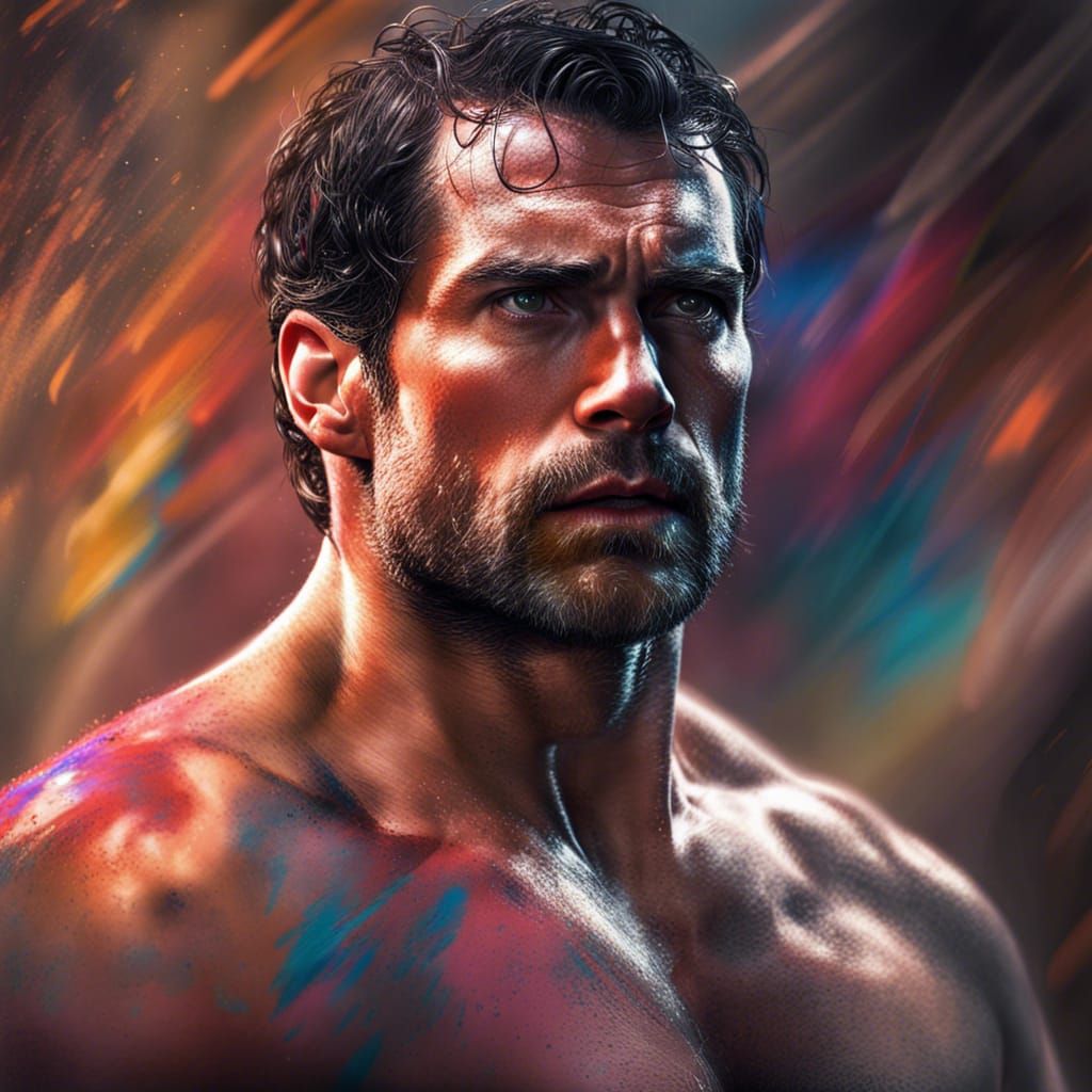 Muscular Gladiator Portrait in Hyperrealistic Style