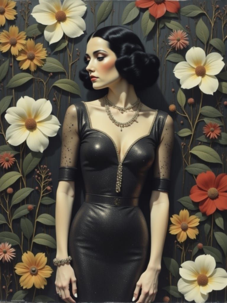 1940s Singer in Art Deco Impasto Style