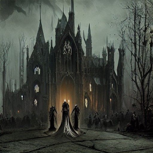 Sinister Gothic Vampire Wedding Painting