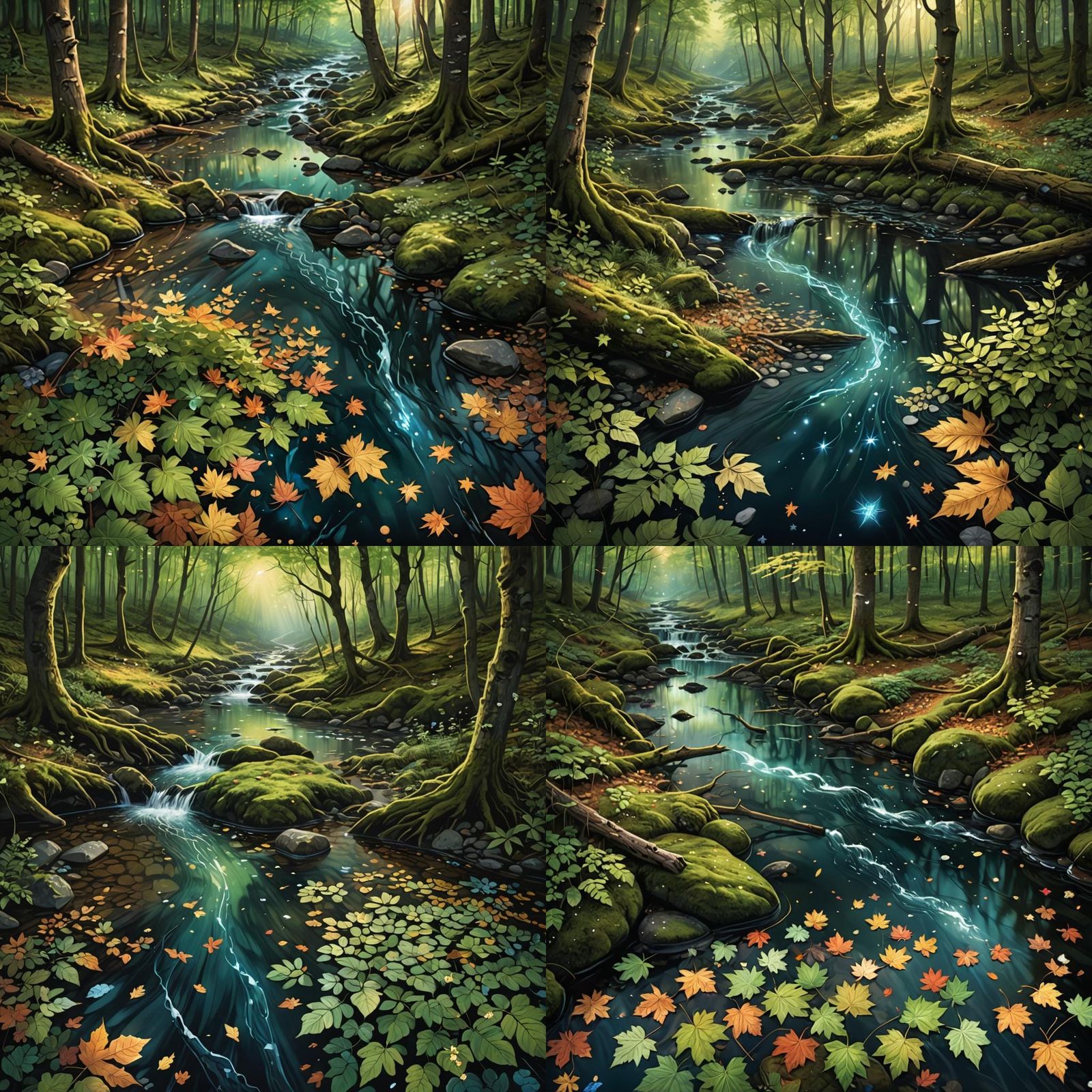 Hyperrealistic Whispering Brook Reflects Constellations