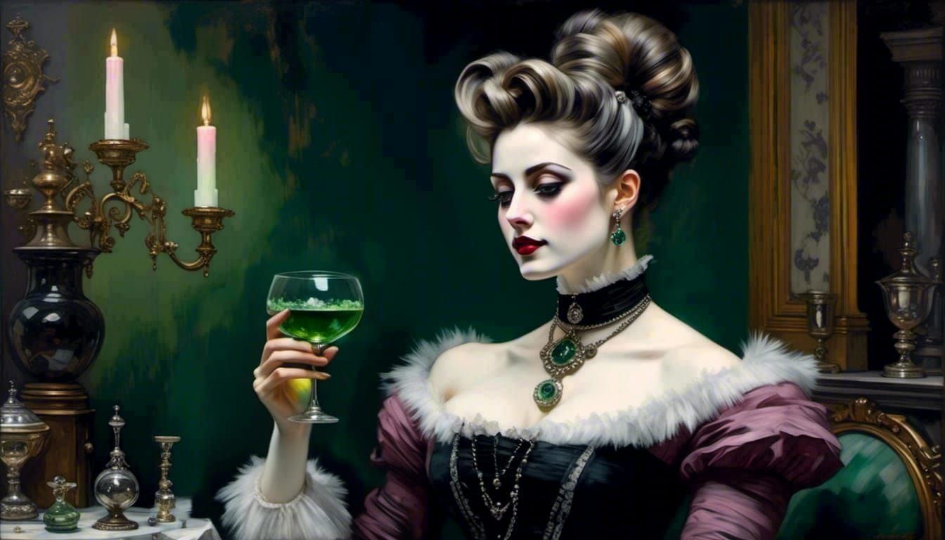 Noblewoman with Absinthe in Bauhaus Style