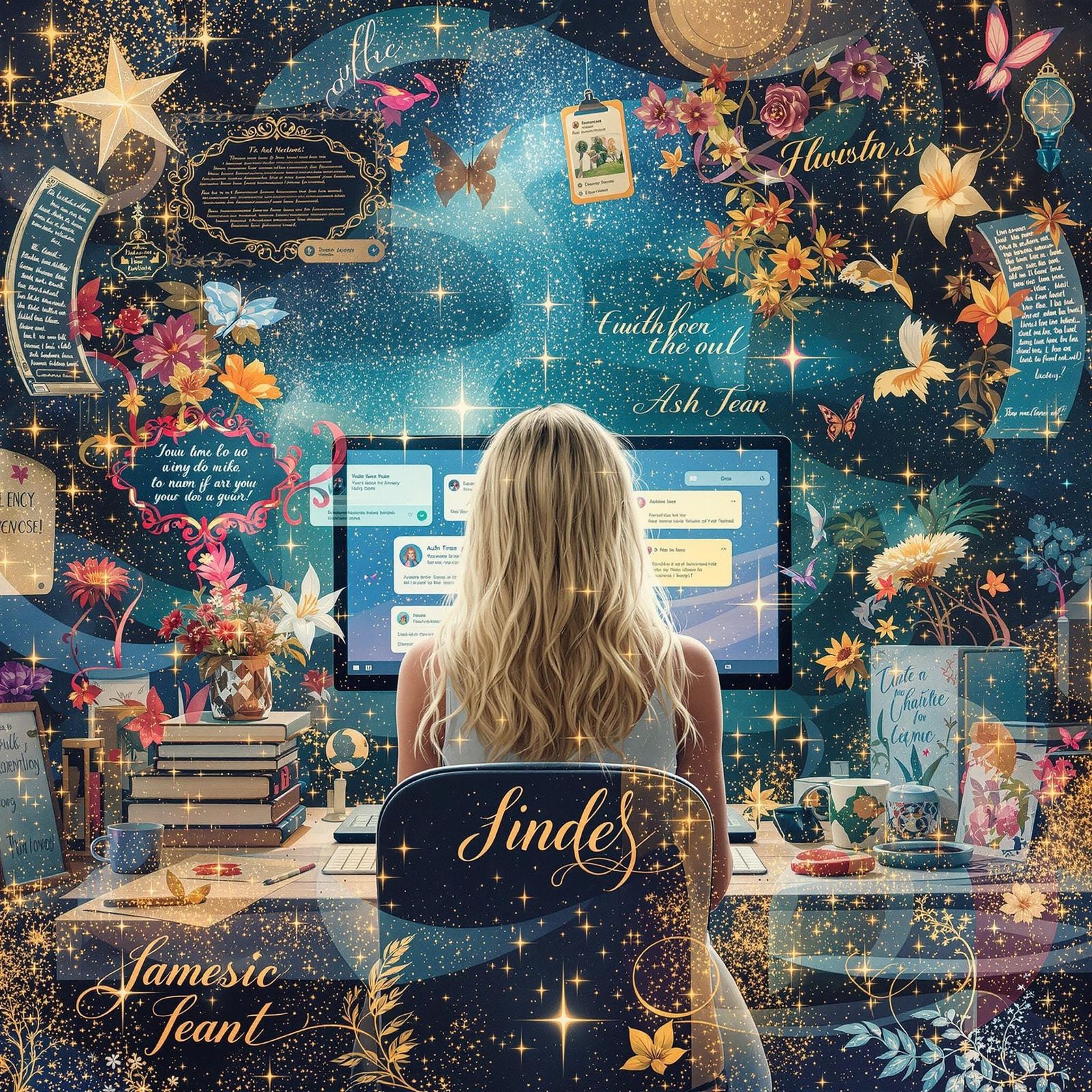 Woman in Fairytale Double Exposure Digital Art