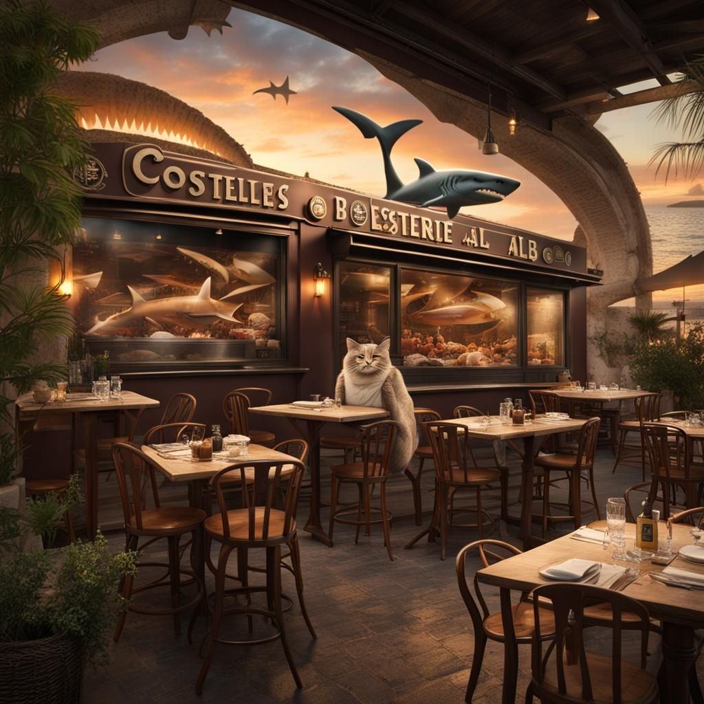 Brasserie COSTELLETES al BBQ with Shark Cat