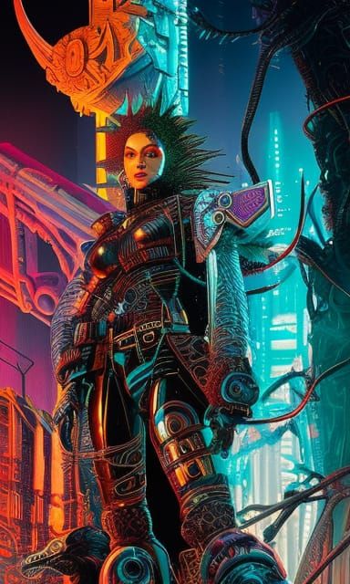 Sci-Fi Space Cowgirl in Dark Fantasy Style