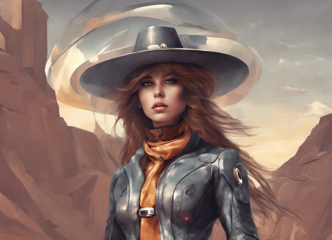 Futuristic Cowgirl: Brave and Enchanting Digital Art