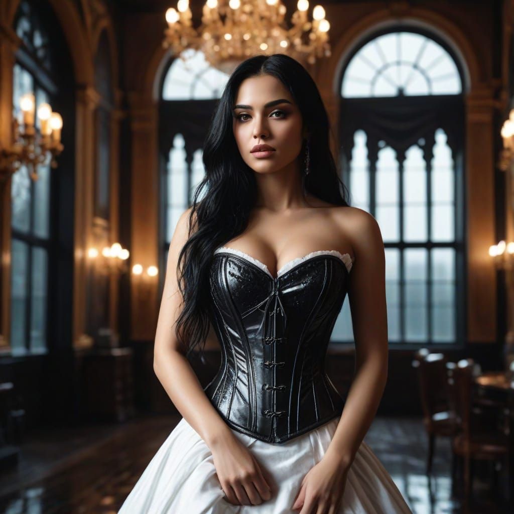 Gothic Romance Ballroom Beauty in Leather Corset