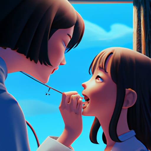 Dentist and Girl: Anime Illustration in Ghibli Style