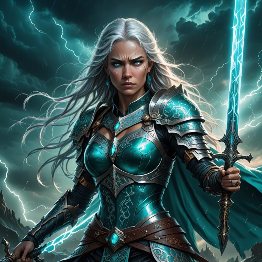 Fantasy Warrior Queen with Glowing Sword