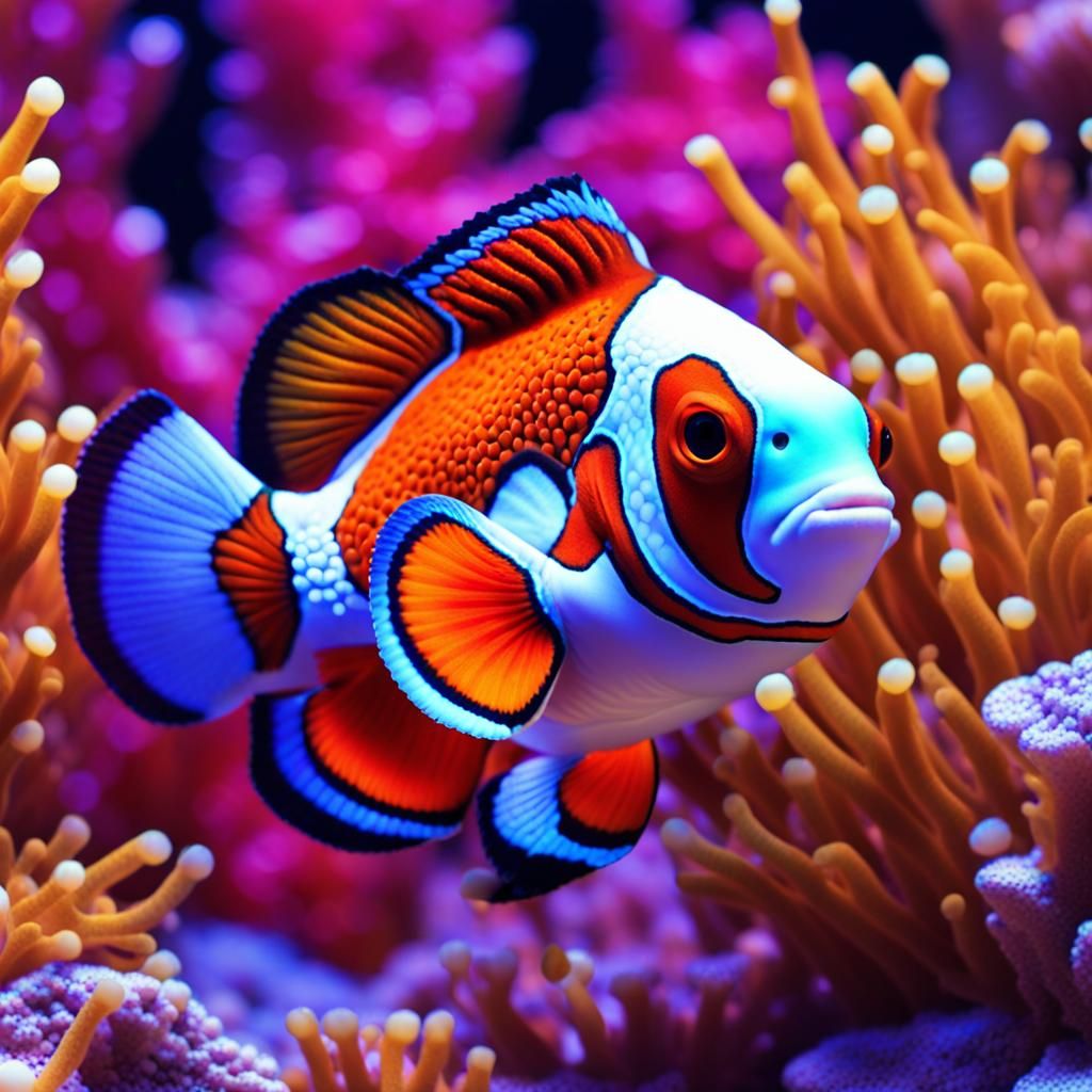 beautiful view of Nemo fish in pointillism style, pointillis...