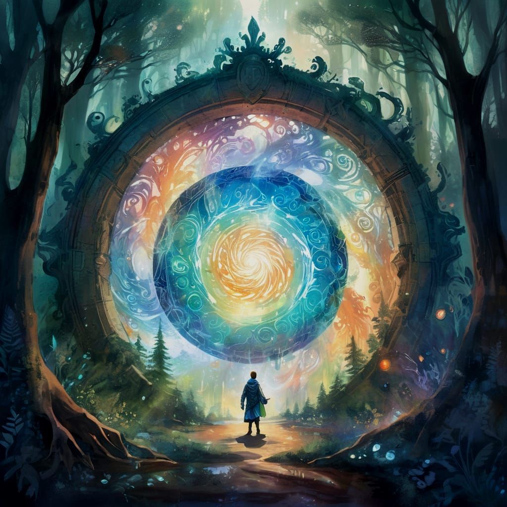 Mystical Portal Opens in Fantasy Forest