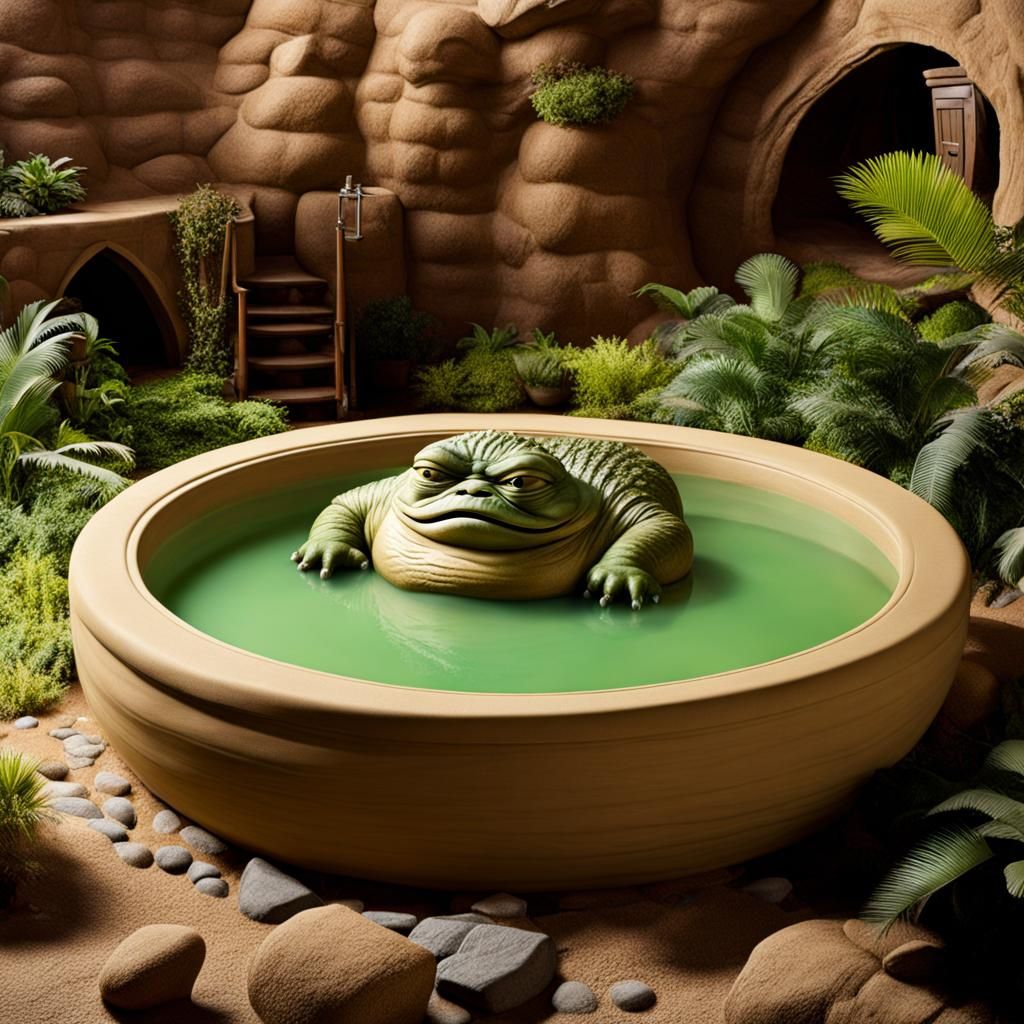 Jabba the hut, resting in jacuzzi