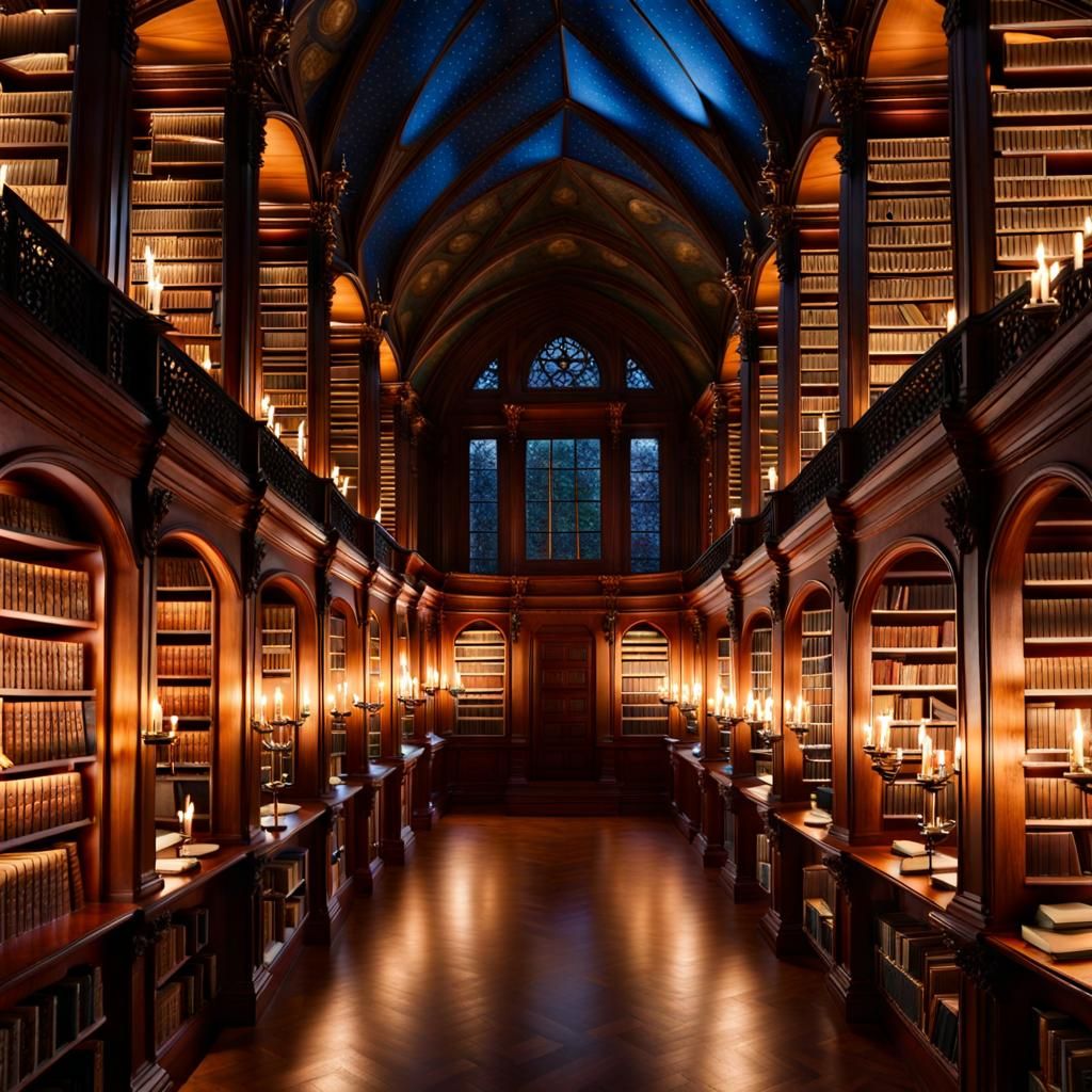 Candlelit Magical Library: A Realm of Wonder