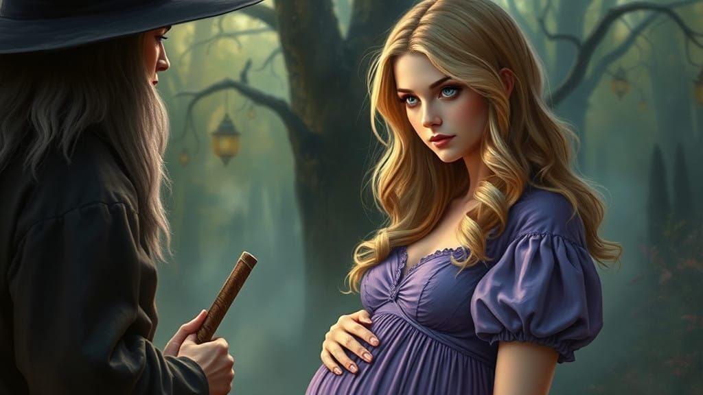 Ethereal Fantasy Portrait of a Pregnant Woman in Victorian E...