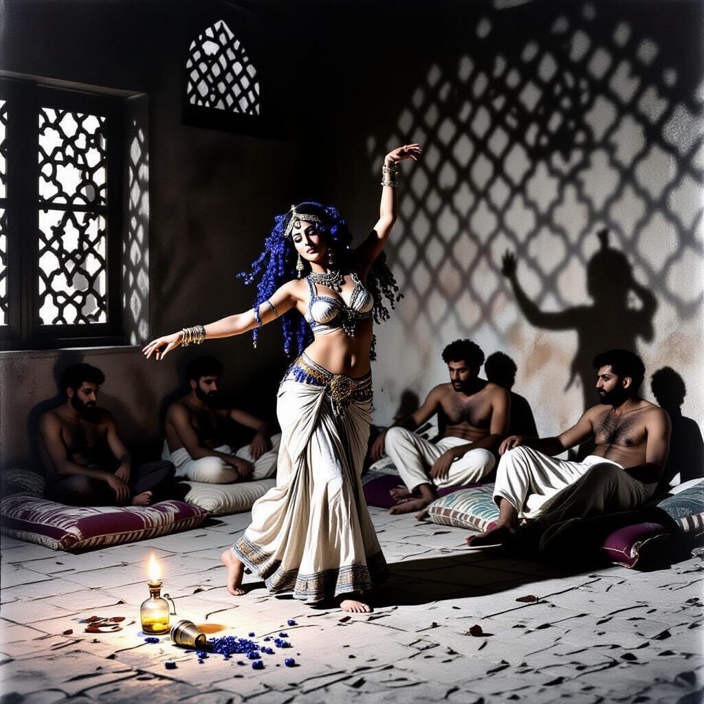 Dancer in Ancient Persian Brothel, Candlelit