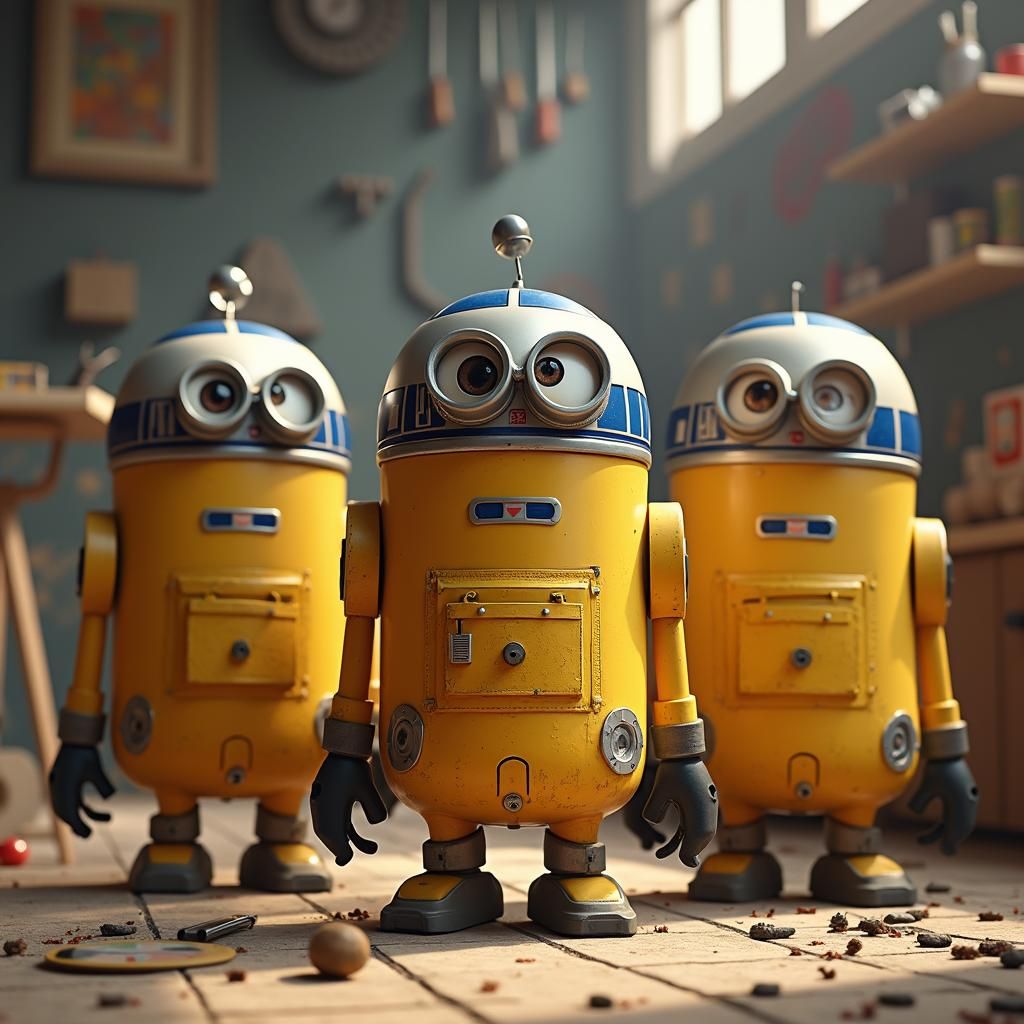R2-D2 Minions in Animated Movie Style