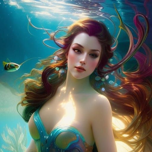 Mermaid with Rainbow Hair