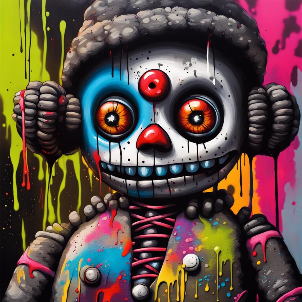 Voodoo Doll in Graffiti Splash Art Style