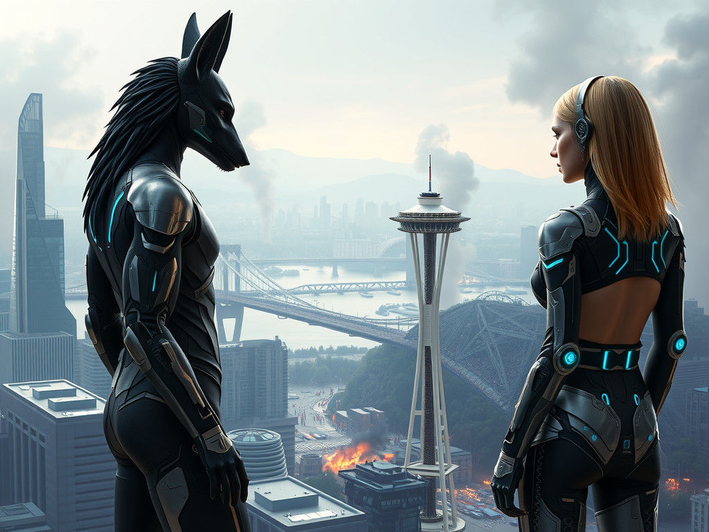 Anubis and AI in Cyberpunk Seattle