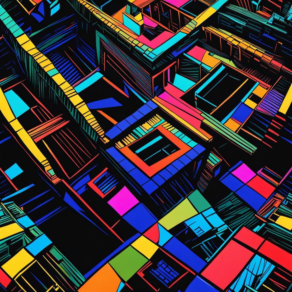 Art Deco Barcelona House in Vaporwave Style