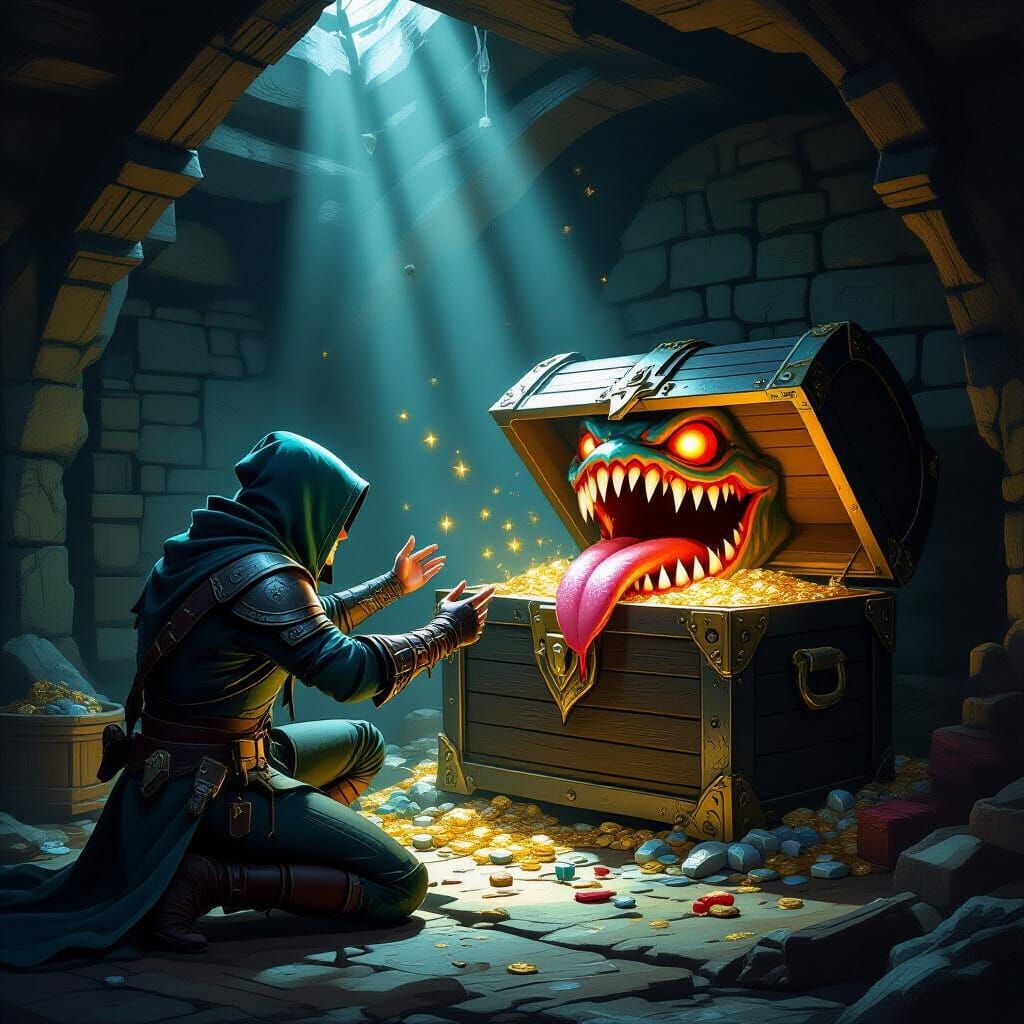 Rogue's Mistake: Mimic Chest Transformation in Gothic Style