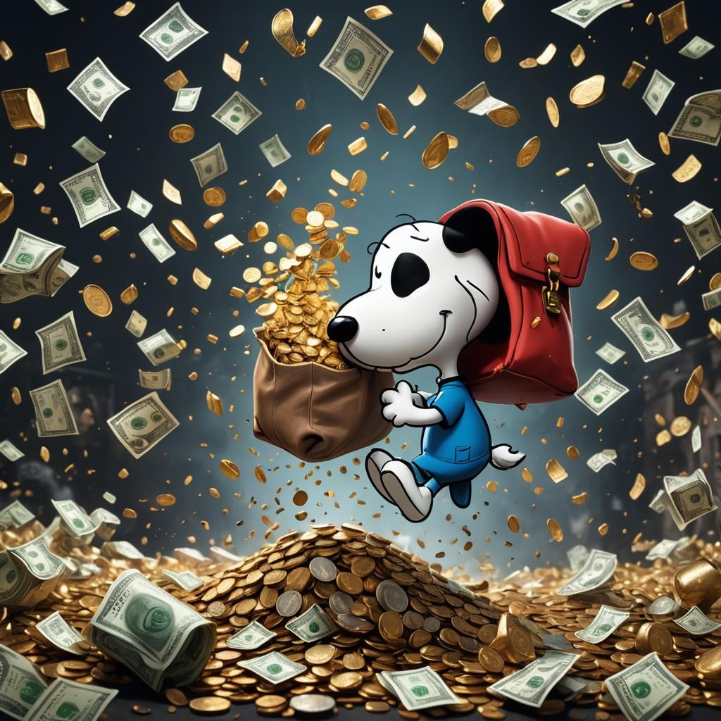 Clumsy Cartoon Character with Money Bag