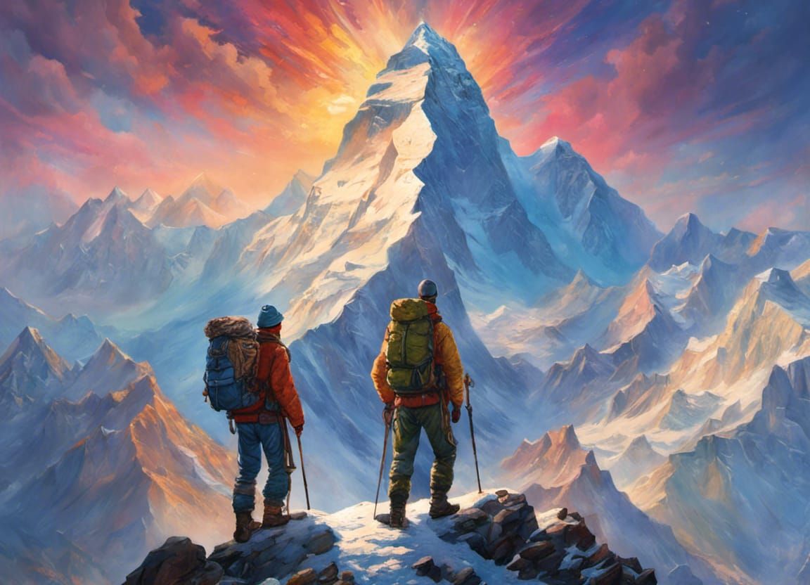 Sir Edmund Hillary and Tenzing on Everest Summit