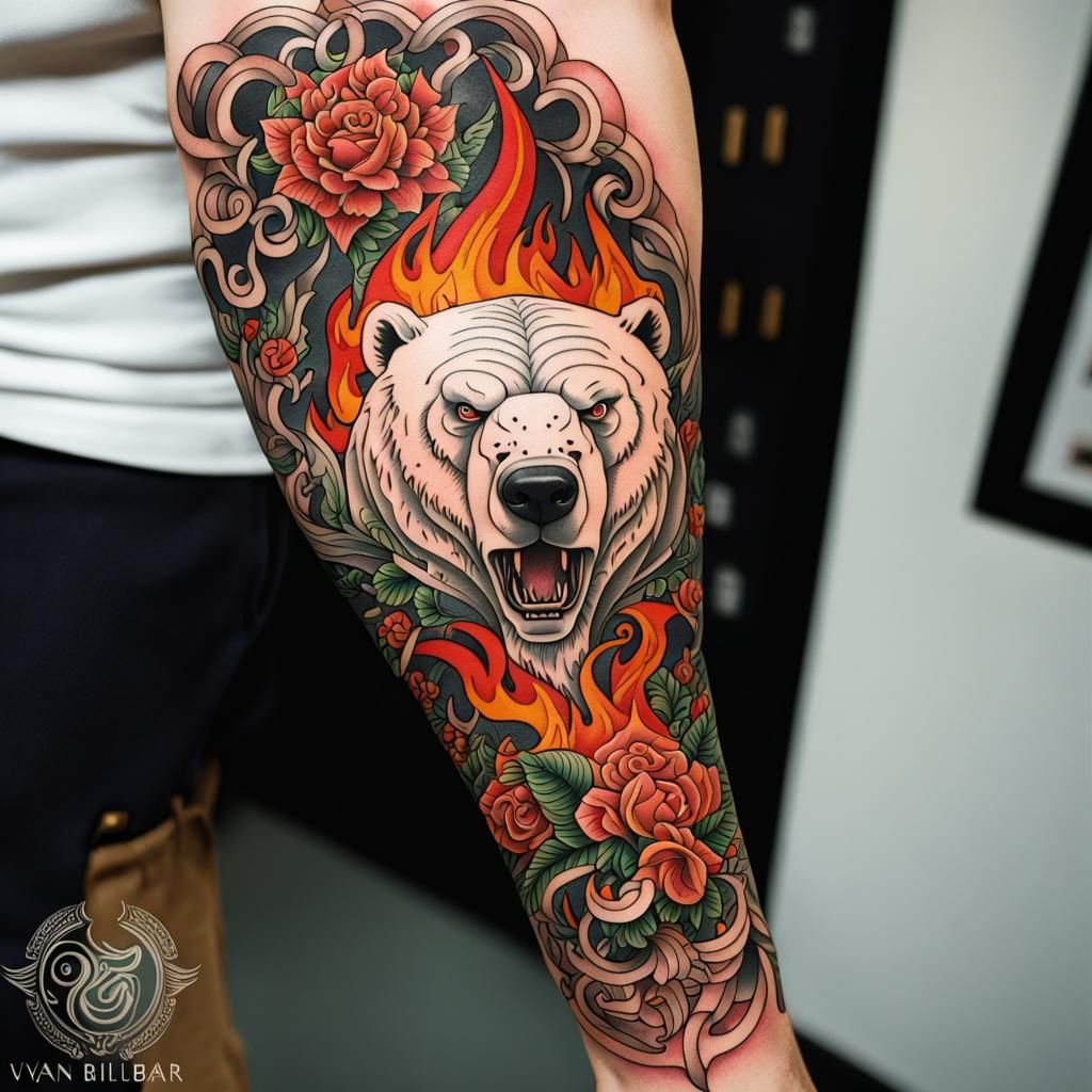Neo-Traditional Polar Bear Tattoo Design