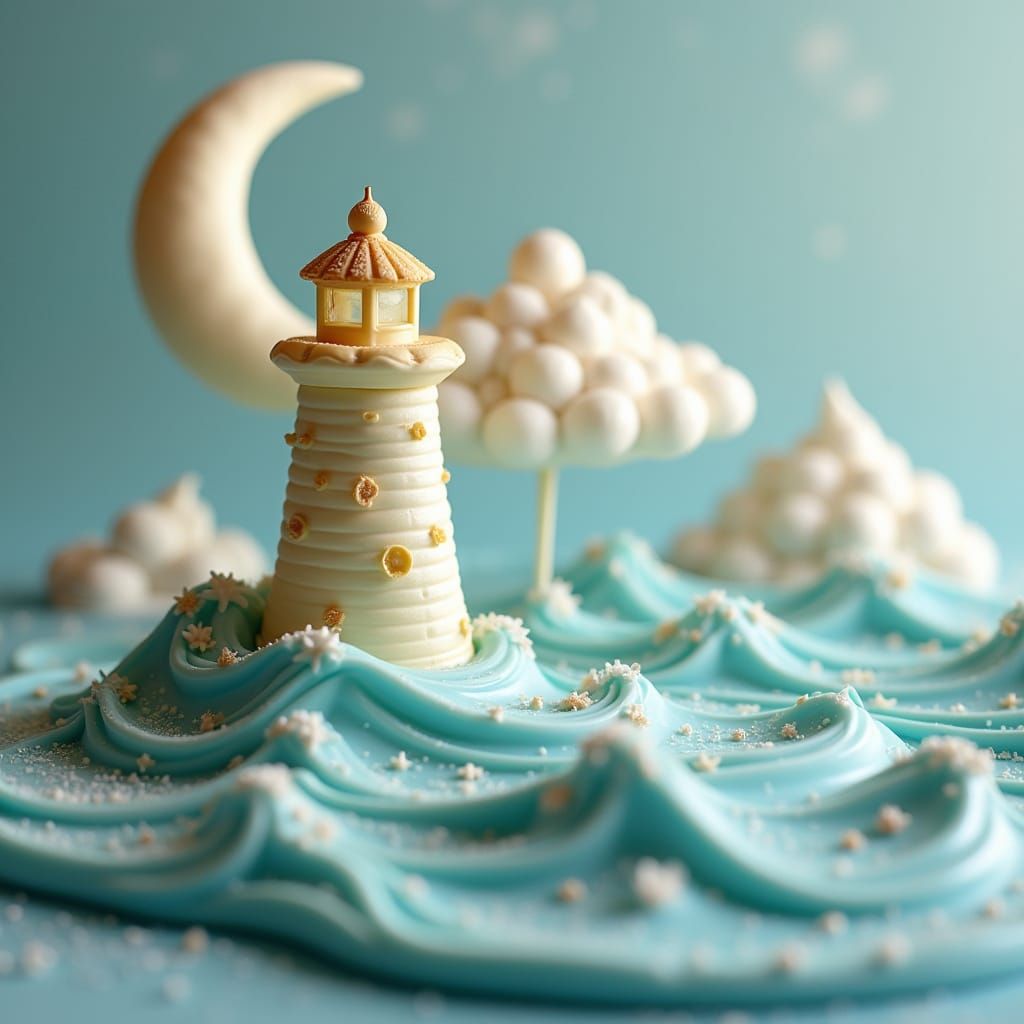 Chocolate Lighthouse Scene with Candy Moon