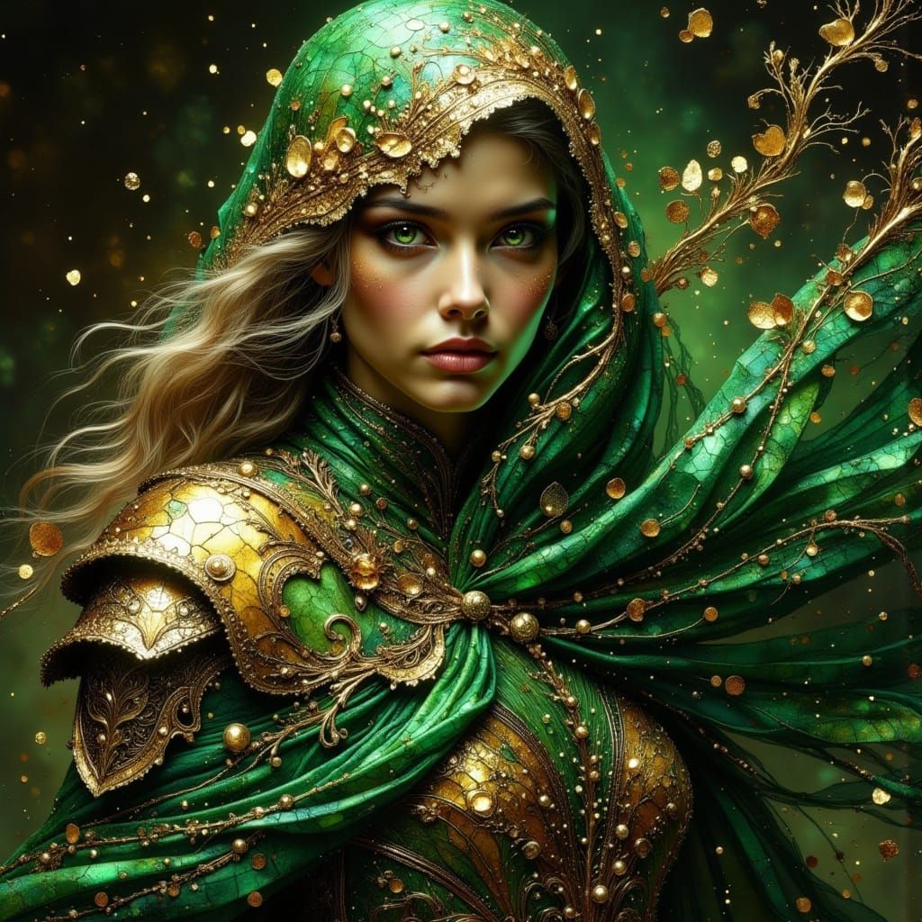 Epic Fantasy Knight in Shimmering Metallic Armor