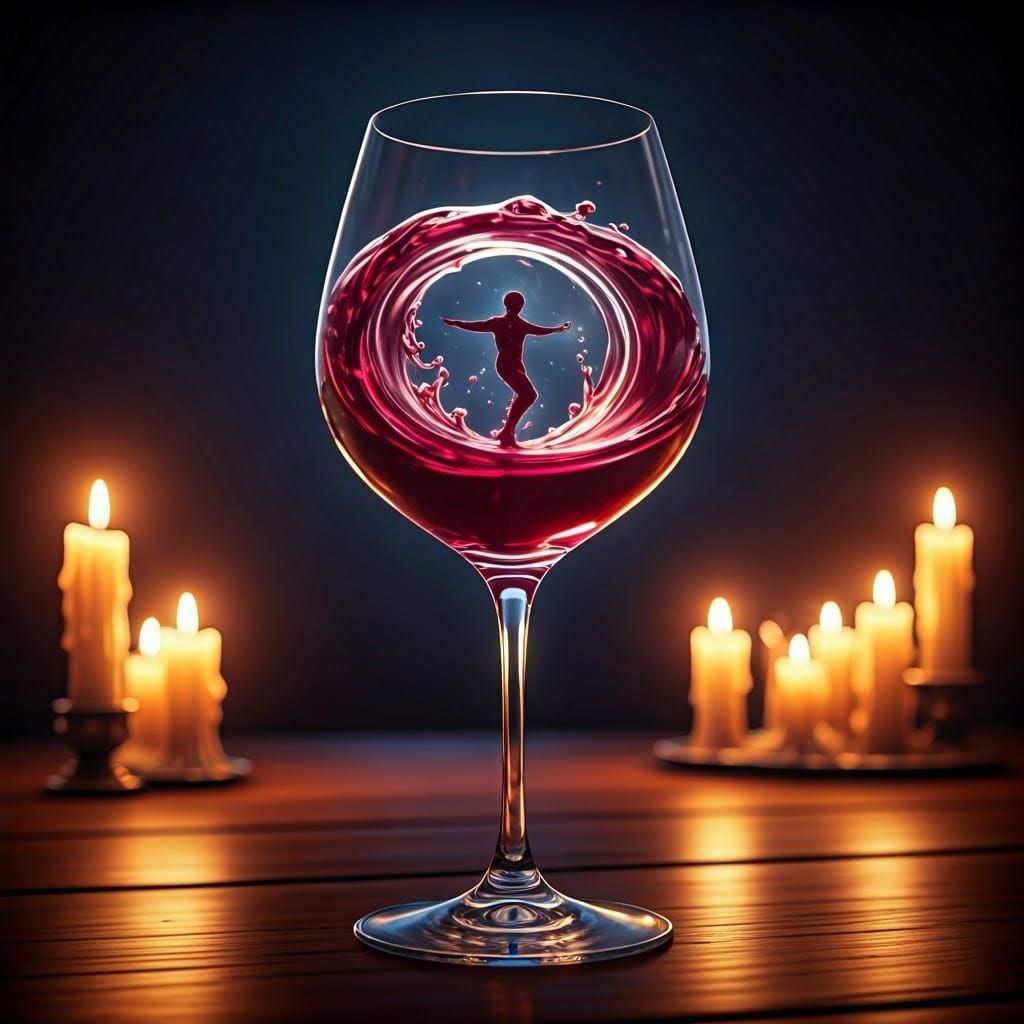 Wine Glass Silhouette: Fantasy Art Nouveau