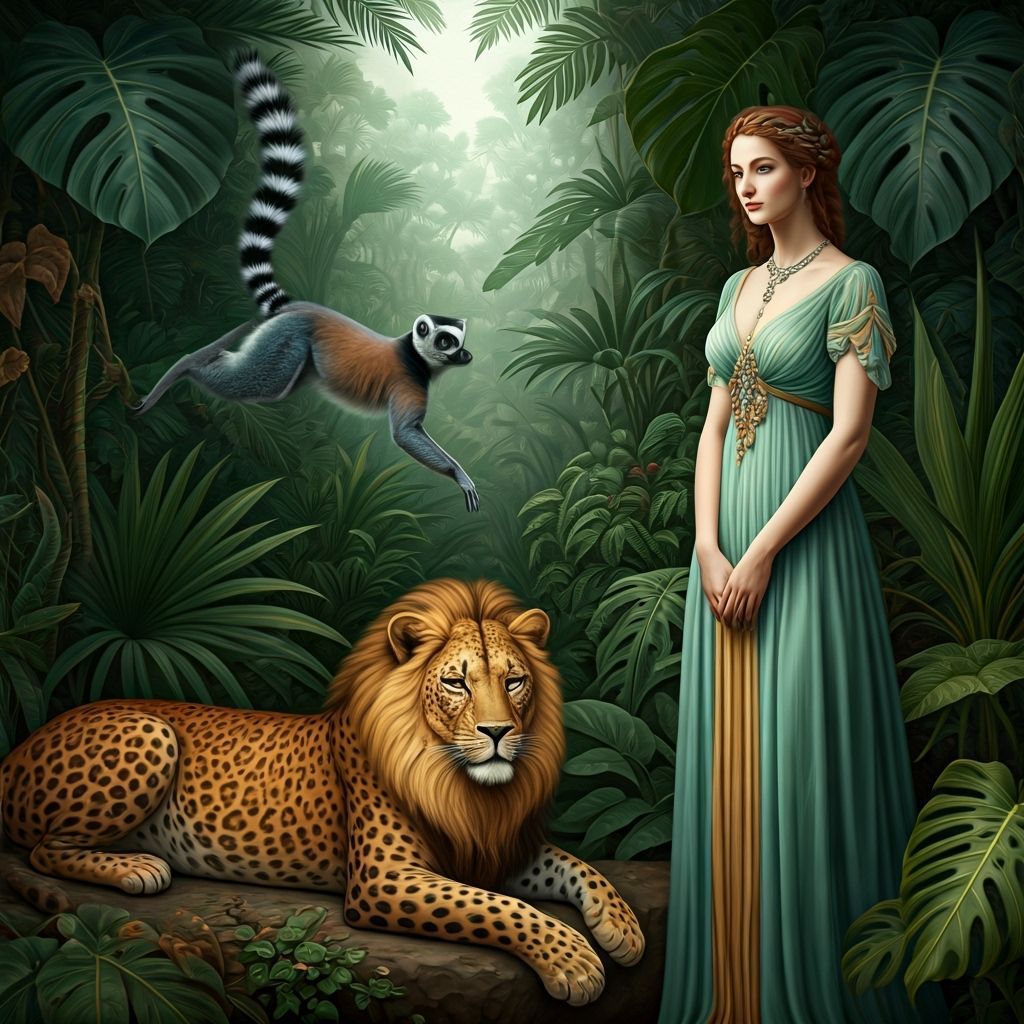 Elegant Ladies and Leaping Lemurs, Dürer-Inspired