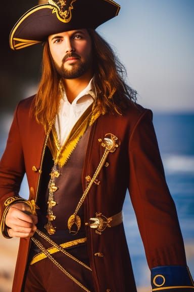 Pirate Captain Portrait on Ship in Golden Hour