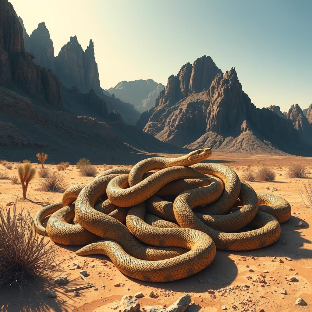 Rattlesnakes Basking in Desert Sunlight