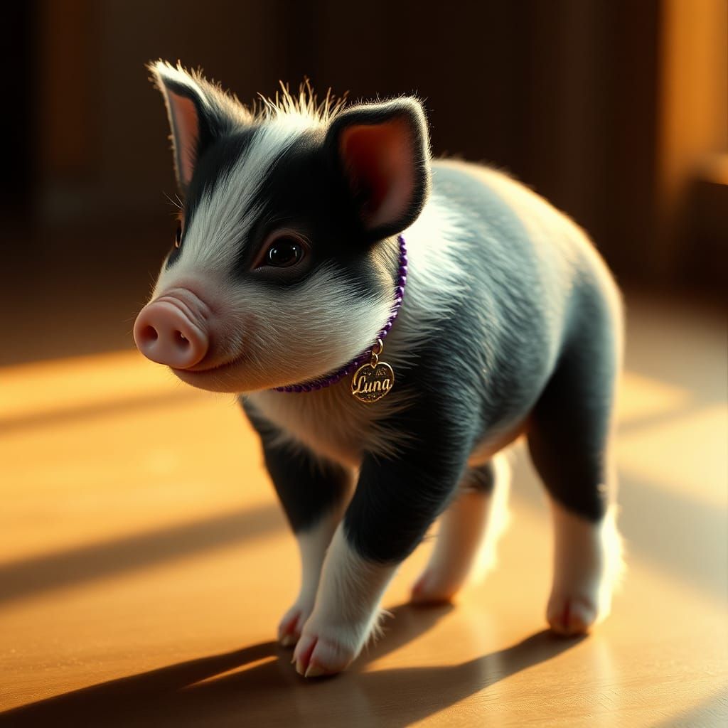 Elegant Pig-Puppy Creature in Cinematic Dreamscape