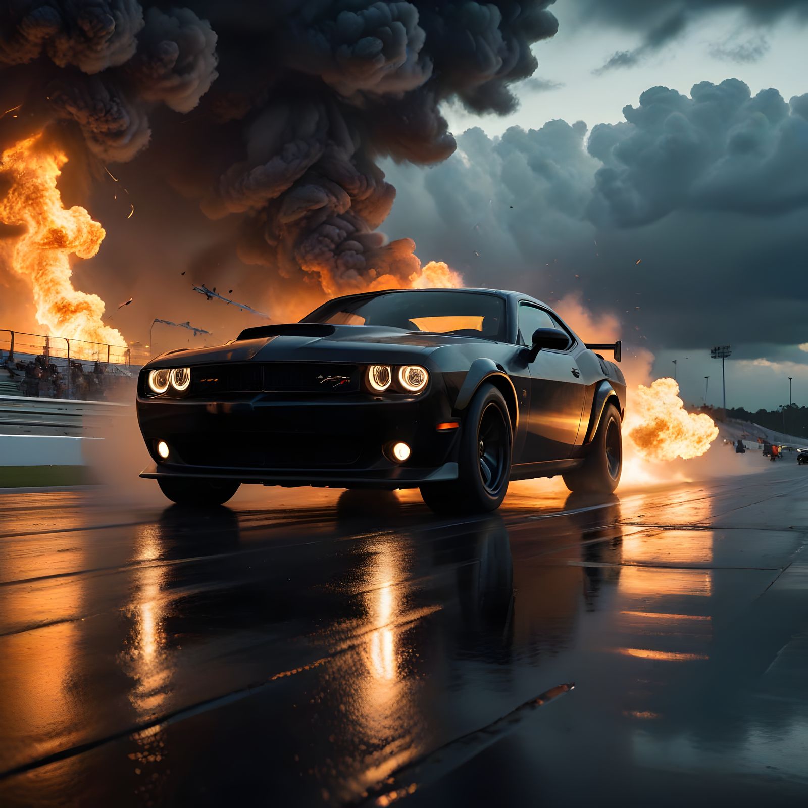Epic Black SRT Hellcats Depart Daytona in Cinematic Style