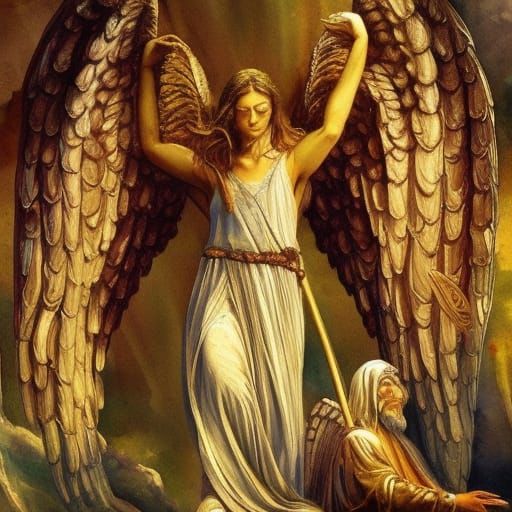 Biblically Accurate Angels as Gouache Style Matte Painting