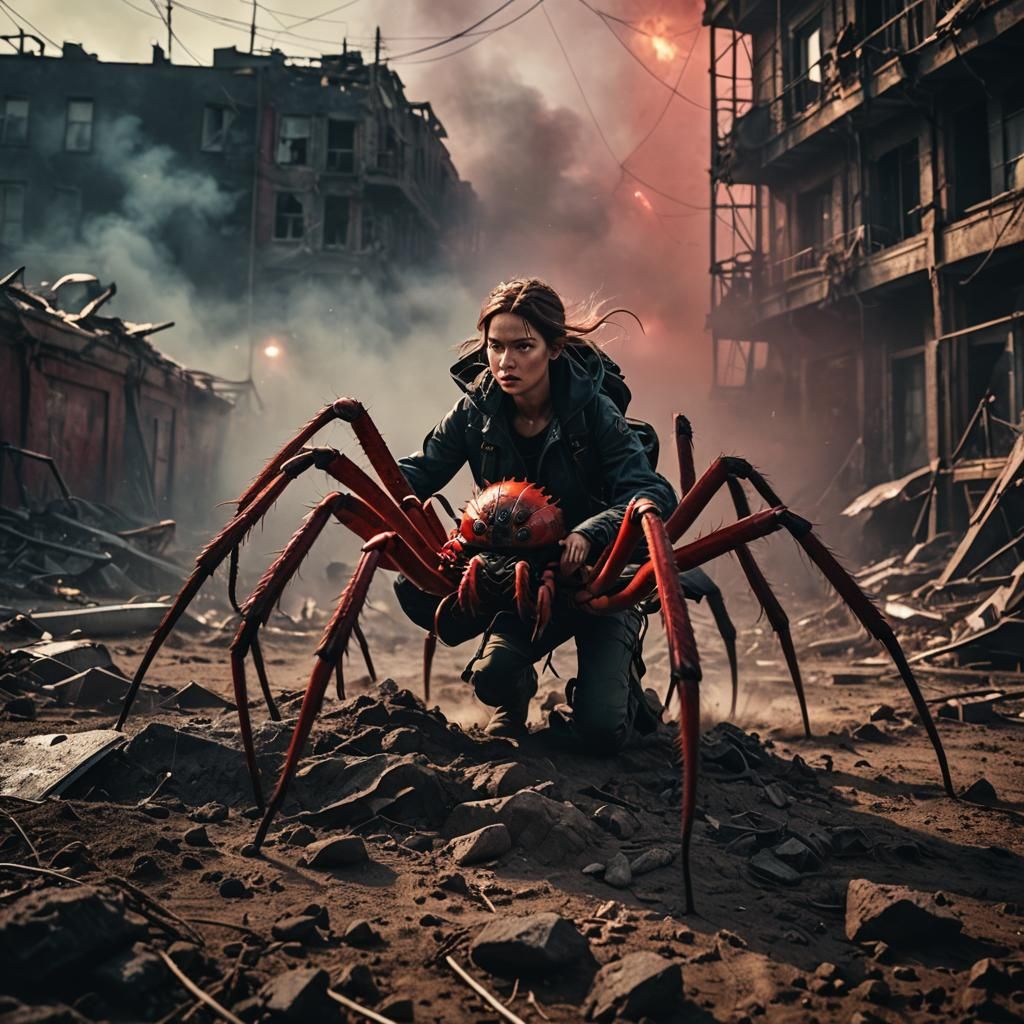Apocalyptic Rider: Woman on Giant Spider