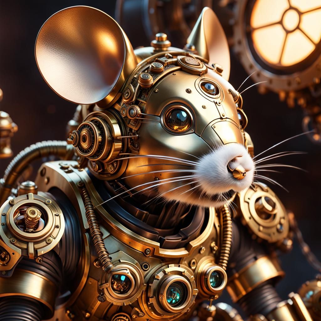 Steampunk Mouse Warrior in Battle Mech Suit