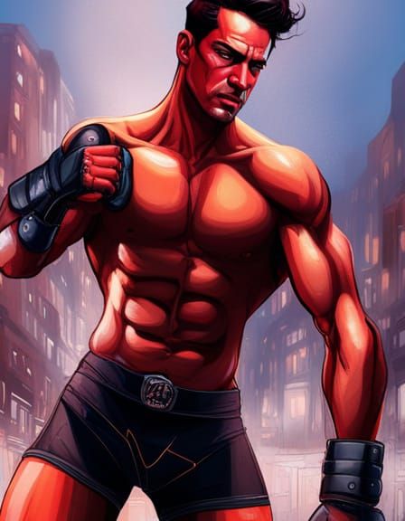 Sector Red Rogue Boxer Agent in Comic Art Style